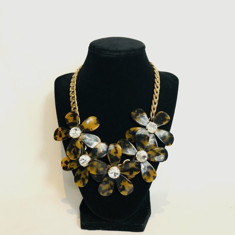 J.Crew Tortoise Shell Daisy Bib Necklace #6